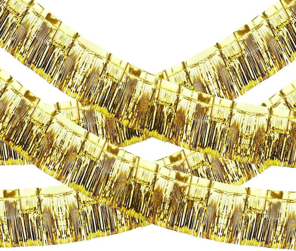 4 Pack Iridescent Float Fringe Curtains, Metallic Foil Fringe Garland Shiny Tassel Foil Float Par... | Amazon (US)