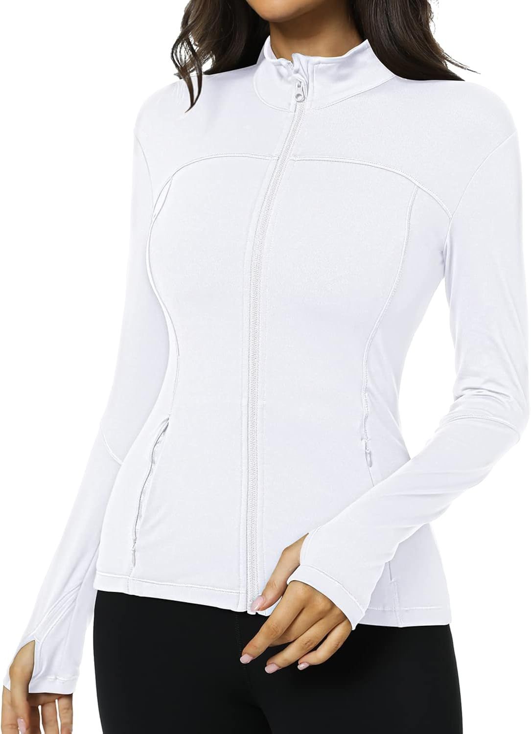 QUEENIEKE Running Jackets for Women, Cottony-Soft Full Zip Slim Fit Athletic Workout Jacket with ... | Amazon (US)