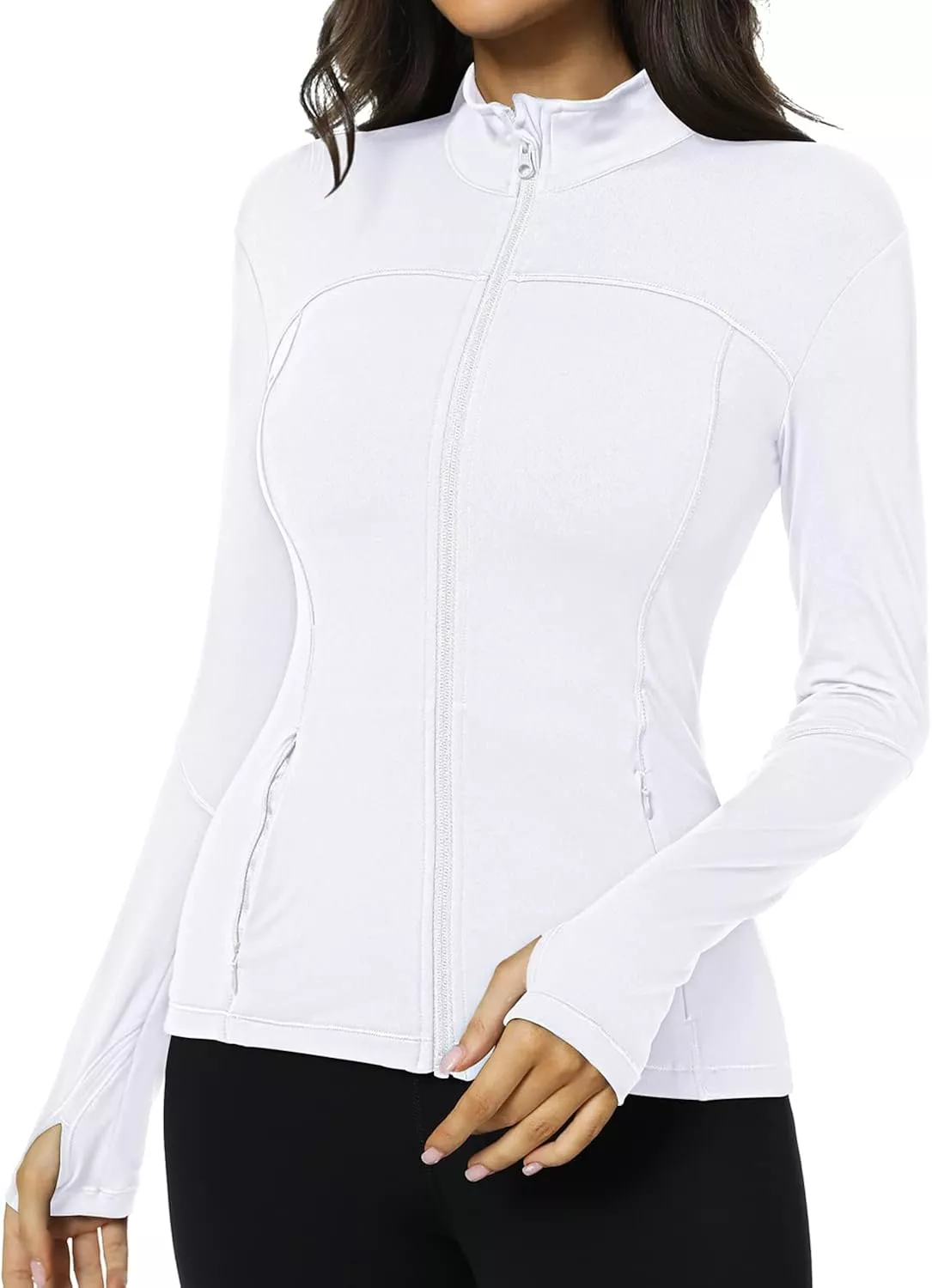 CRZ YOGA Winter Butterluxe Womens Cropped Slim Fit Workout Jackets -  Weightless Track Athletic Full Zip Jacket