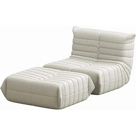 Mjkone Modern Lounger Chair with Ottoman Soft Recline Chair Oversized Armless Lazy Floor Sofa Comfor | Walmart (US)