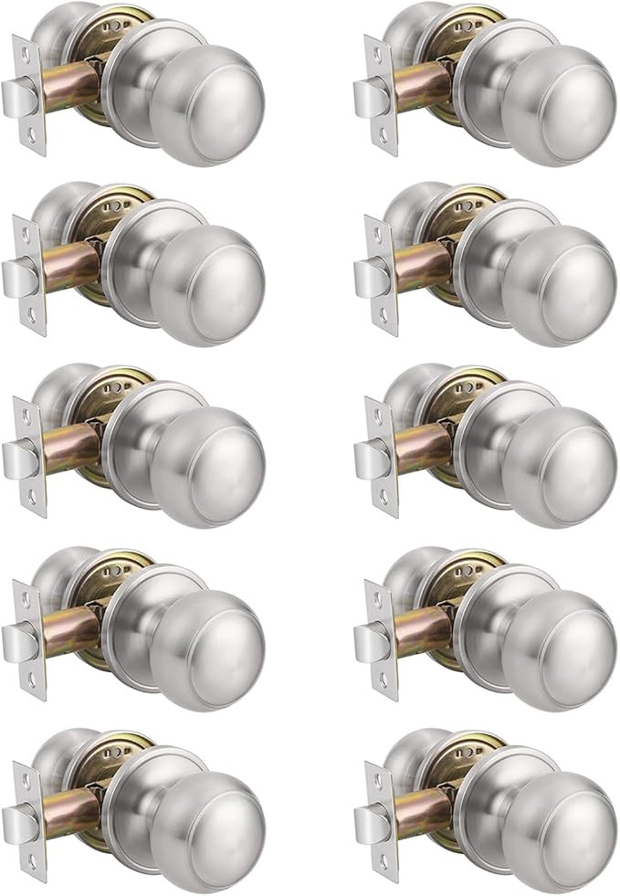 Probrico Hall and Closet Interior Door Knobs Handles Brushed Nickel Passage Door Knobs (10Pack) | Amazon (US)