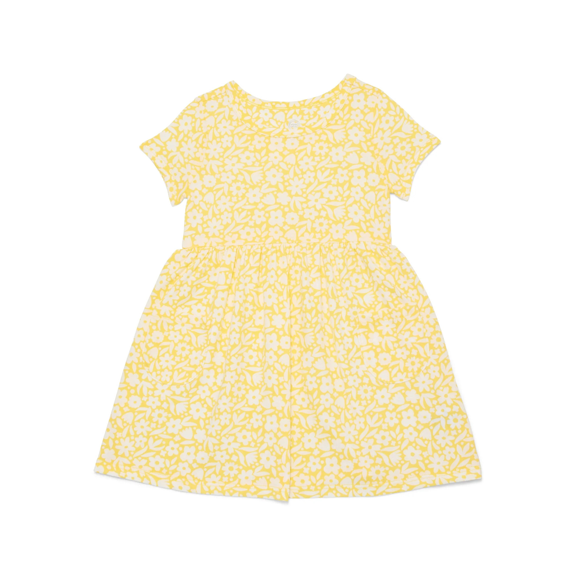 Wonder Nation Baby and Toddler Girls Play Dress with Short Sleeves, Sizes 0/3M-5T | Walmart (US)