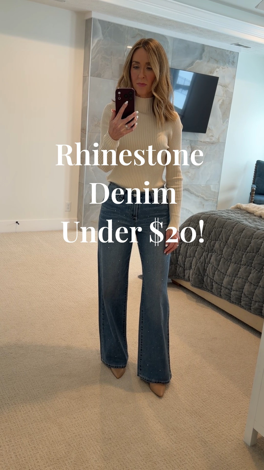 Rhinestone wide leg denim! Wearing a XXS. Under $20! 

#LTKFindsUnder50 #LTKHoliday #LTKOver40