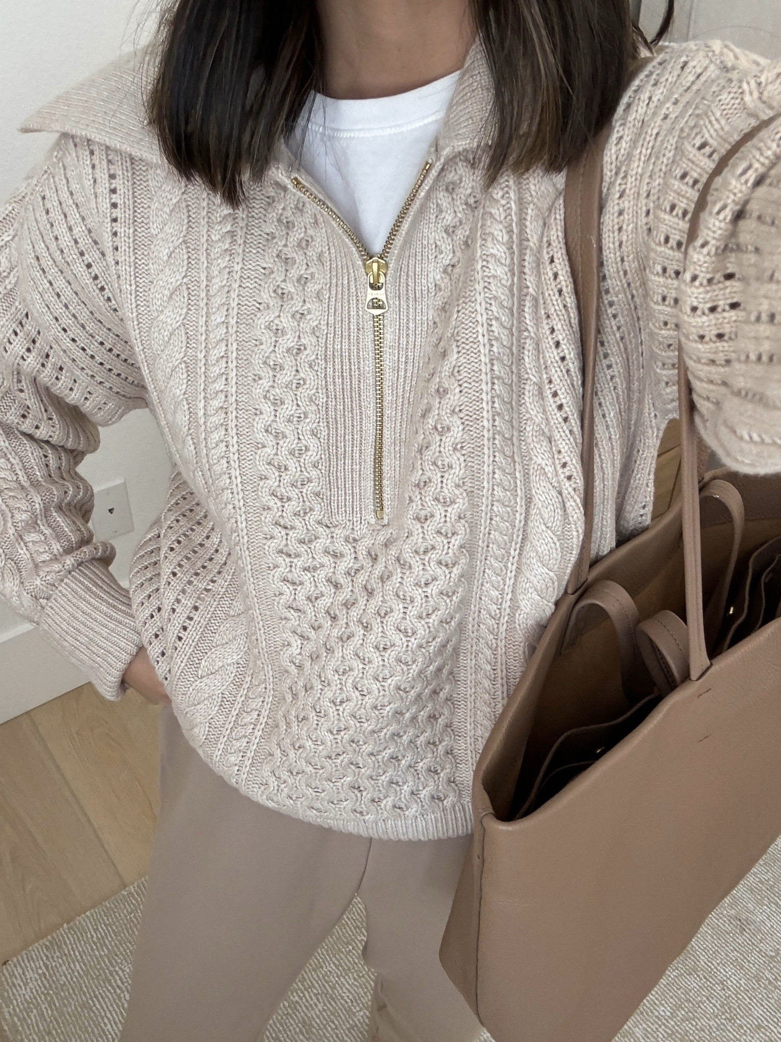 New cable knit sweater from Varley. I sized up. I find their knit sweaters run more small. Pants are the light taupe color. Truly, my favorite lounge pant. And petite-friendly!
 
Varley sweater small
Varley slim pants xs in light taupe
Adidas Samba Deacon 4.5 mens
Cuyana tote small
Celine sunglasses

Winter outfits, petite style, loungewear 

#LTKActive #LTKItBag #LTKSeasonal