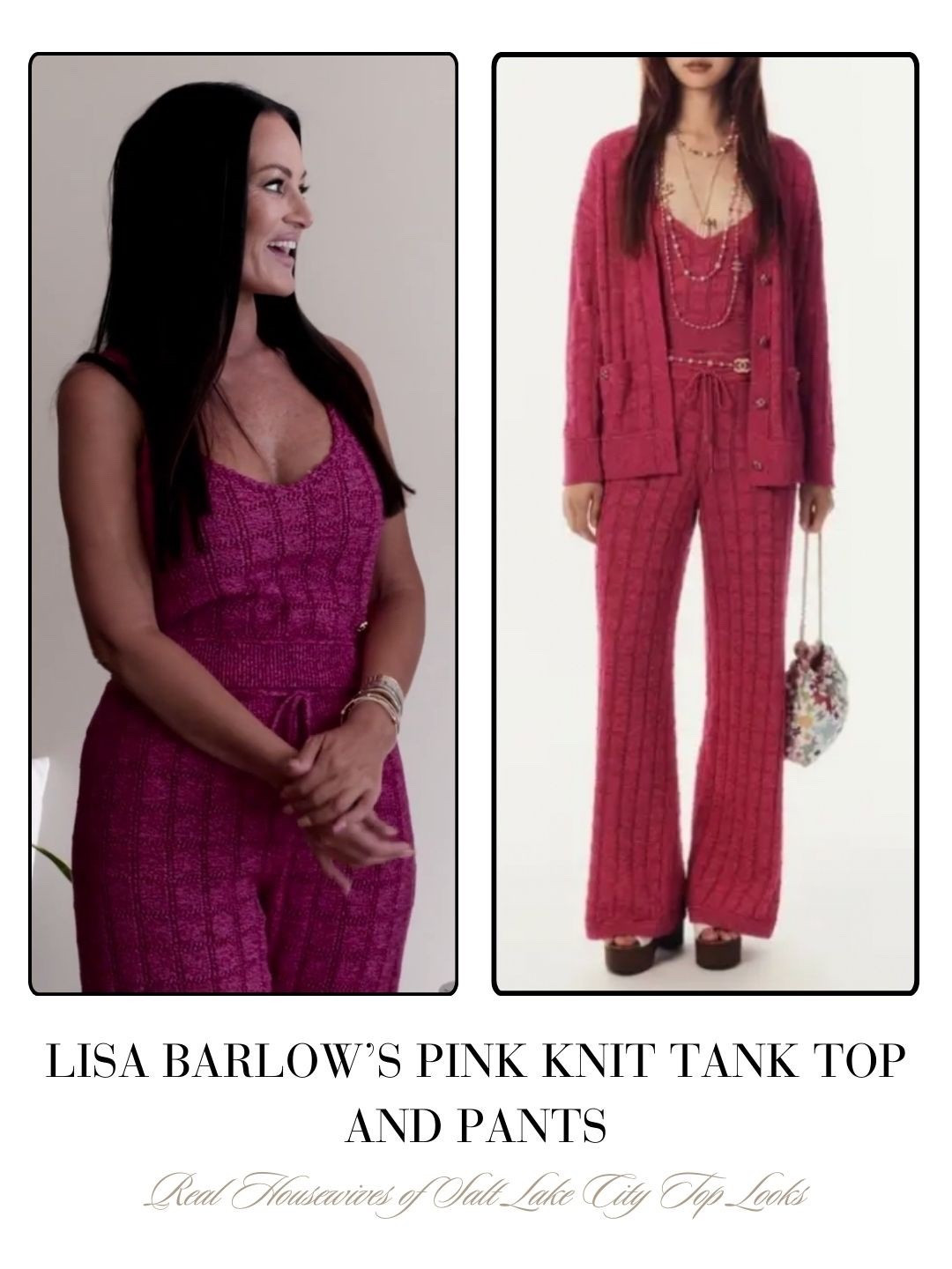 Lisa Barlow’s Pink Knit Tank Top and Pants. Sold out by Chanel 