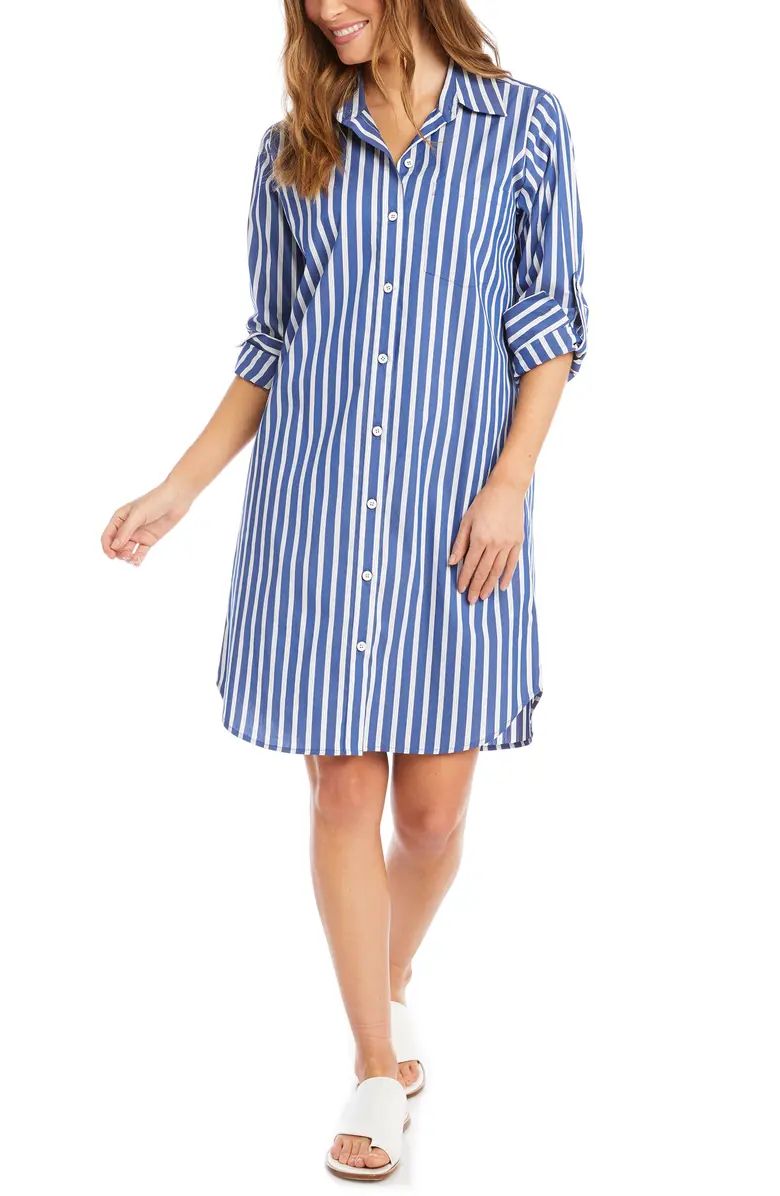 Karen Kane Stripe Long Sleeve Shirtdress | Nordstrom | Nordstrom