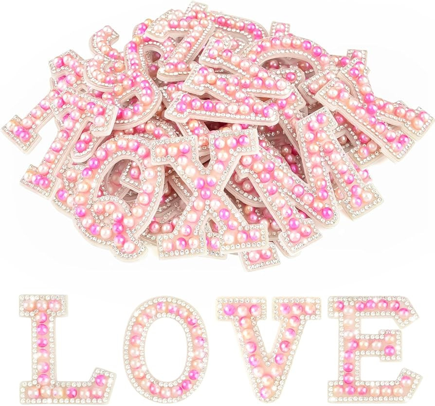 Morcheiong 26Pcs Pearl Rhinestone Letter Patches Self Adhesive A-Z, Stick on Pearl Letter Patches... | Amazon (US)