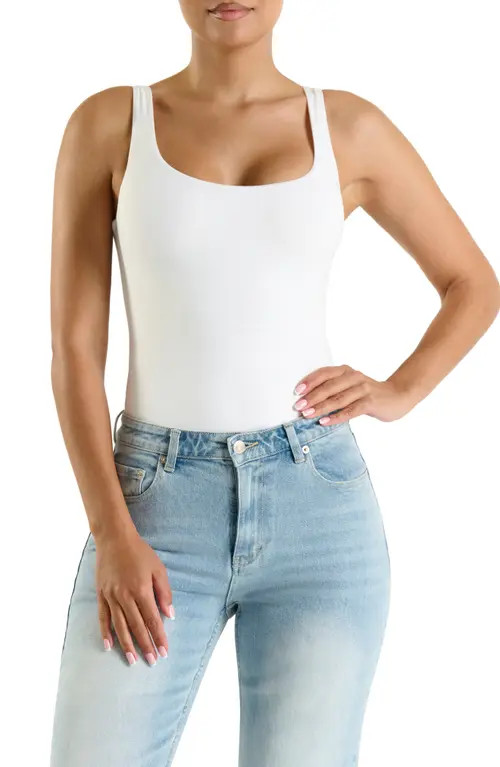 Naked Wardrobe The NW Smooth Tank Bodysuit in White at Nordstrom, Size X-Large | Nordstrom