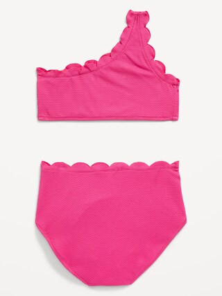 One-Shoulder Scallop-Trim Swim Set for Girls | Old Navy (US)