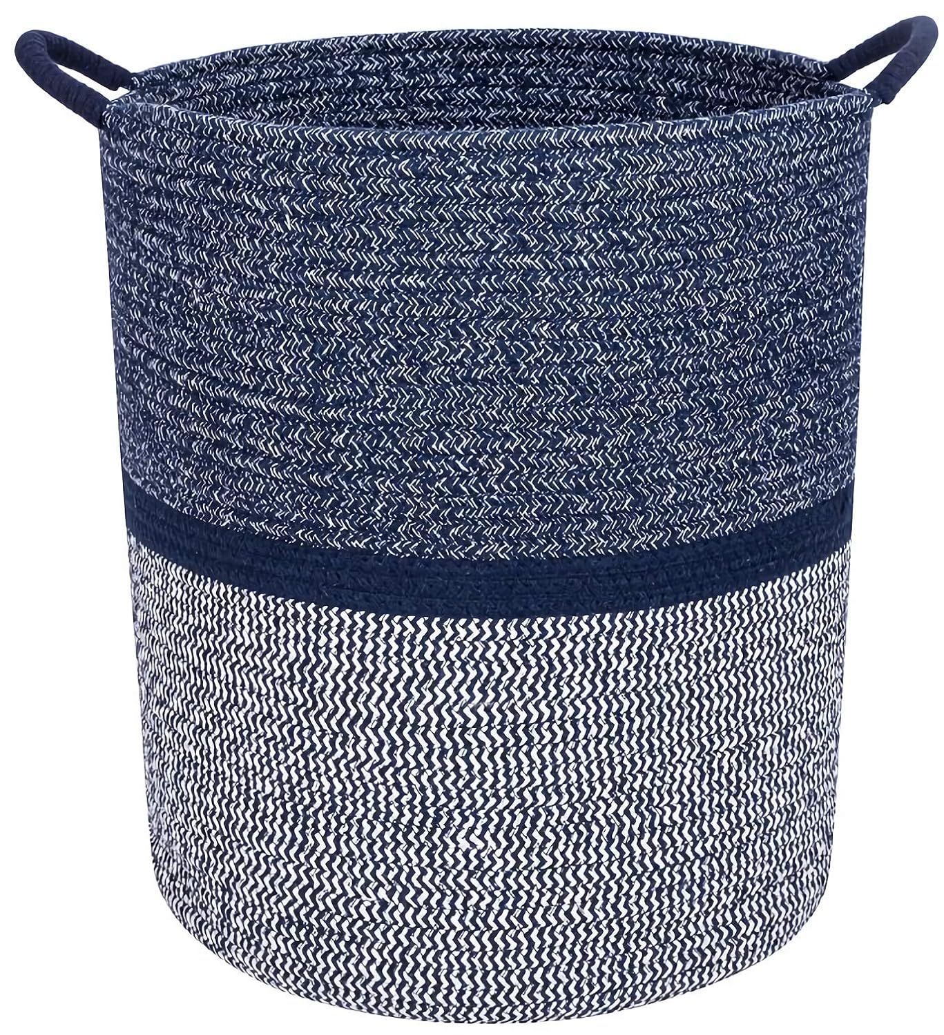 Premium Cotton Rope Basket for Laundry, Blanket, Towel, Nursery, Baby & Kids Toy Bin - Decorative... | Amazon (US)