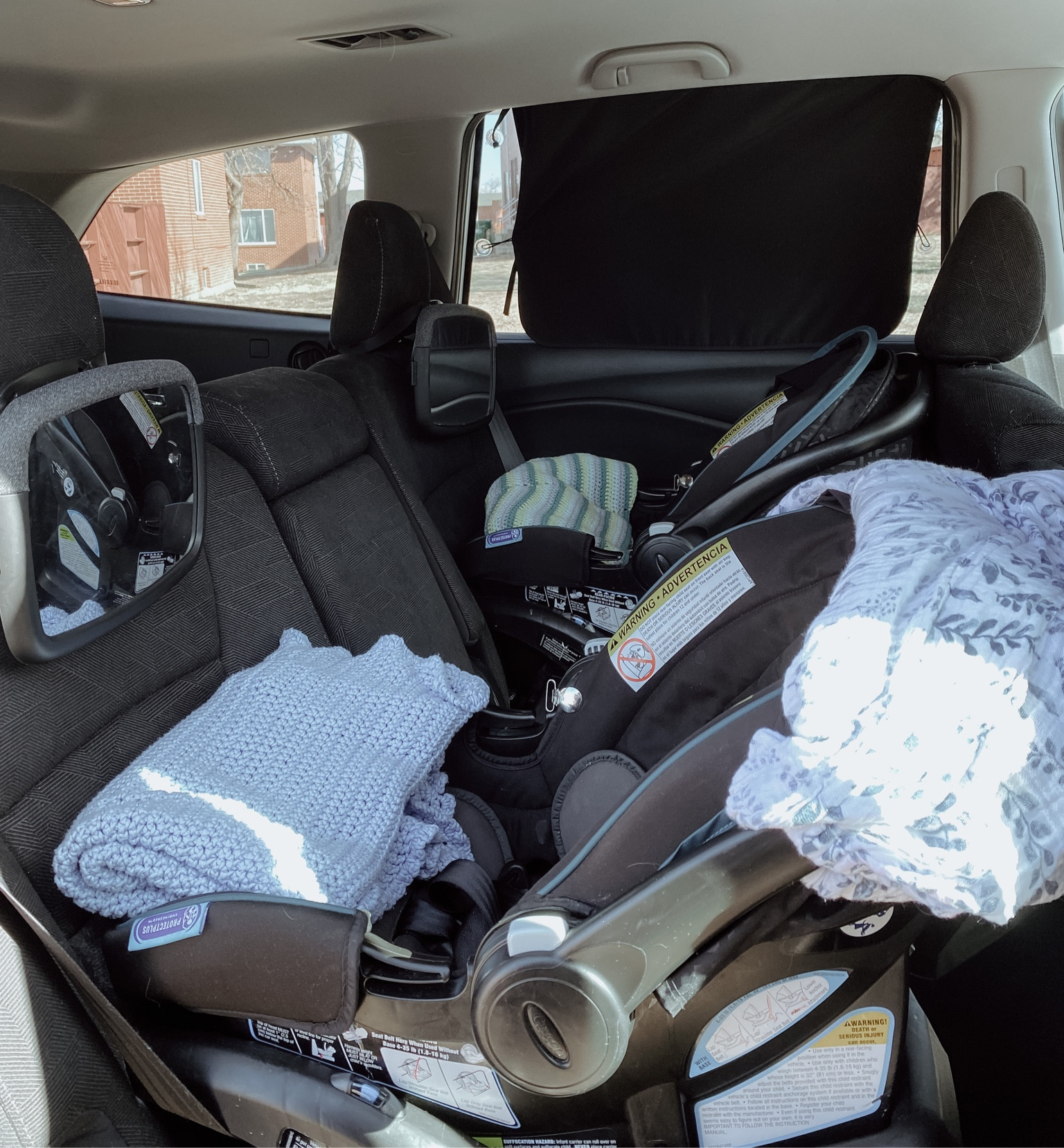Twin car backseat rear facing car seat set up

#LTKfamily #LTKbump #LTKbaby