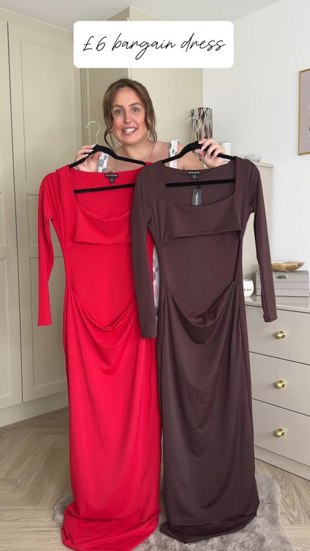 £6 bargain dress from Pretty Little Thing, maxi dress, red dress, brown maxi dress, holiday dress, going out outfit 

#LTKstyletip #LTKSeasonal #LTKeurope