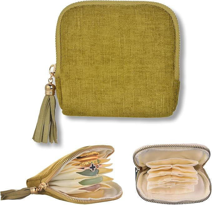 Small Travel Jewelry Case, Soft Velvet Organizer Pouch for Bangle, Bracelets, Large Earrings, Bea... | Amazon (US)