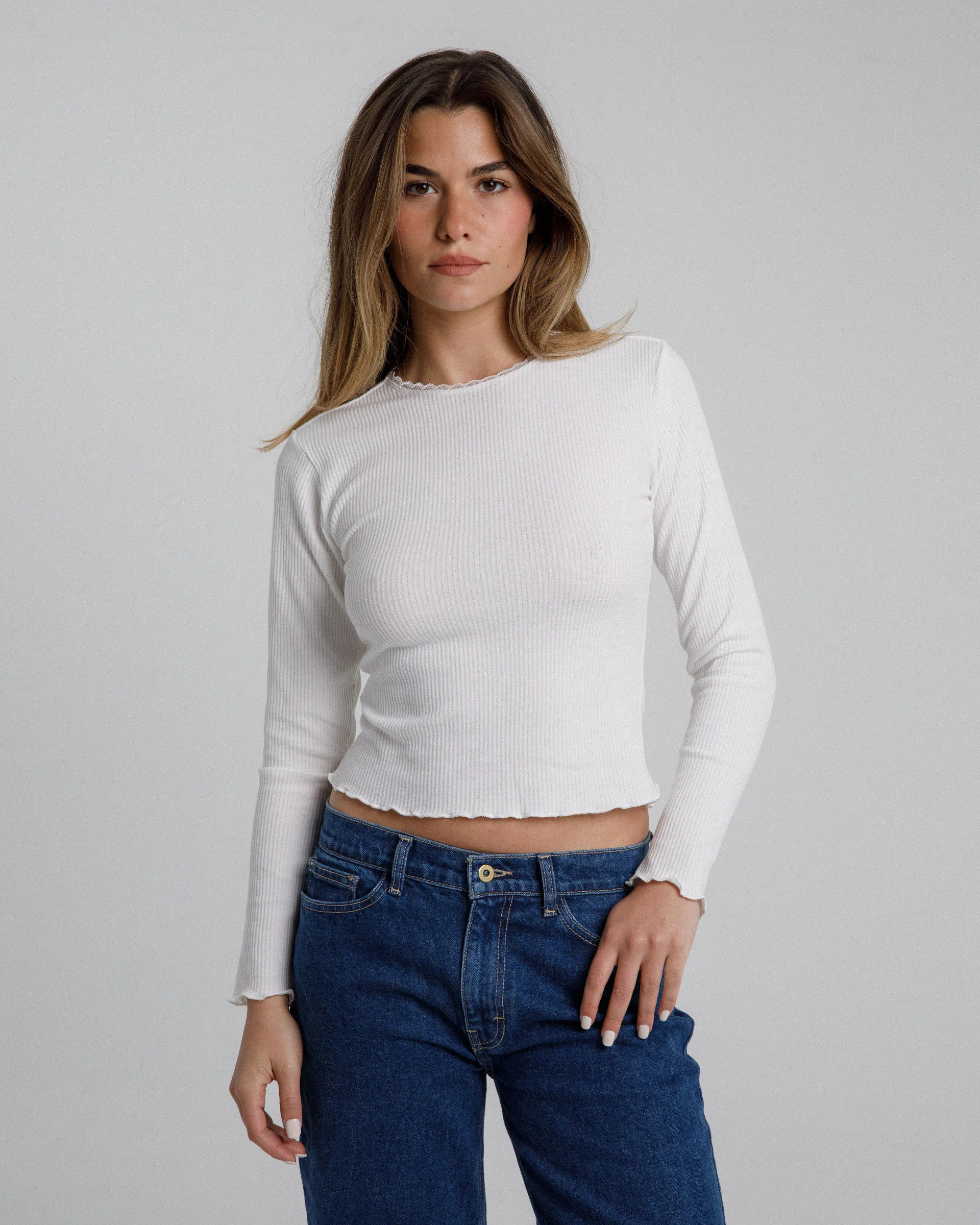 Waffle Long Sleeve - White | Dairy Boy