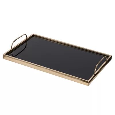 Gerold Glass Tray with Handles - Black, Gold Mercer41 | Wayfair North America