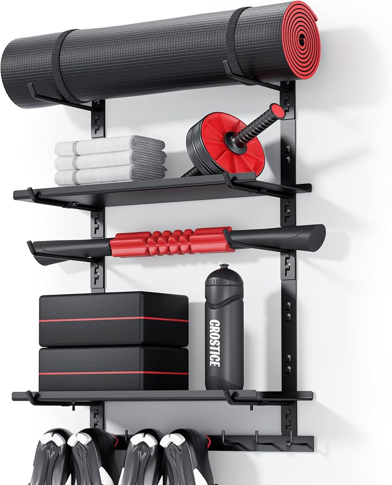 Home Gym Storage Shelf Only, Adjustable Gym Equipment Organizer Wall Mounted with 2 Boards, Yoga ... | Amazon (US)