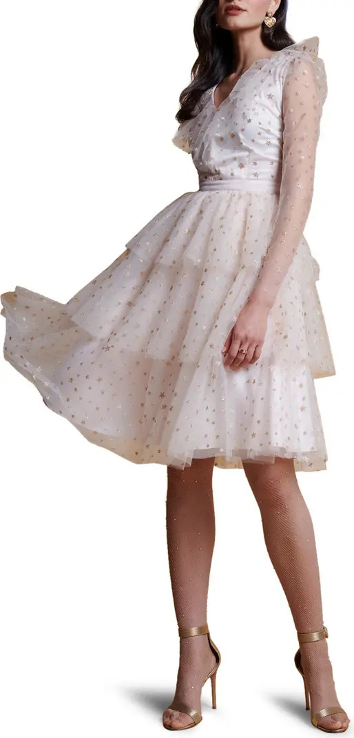 Rachel Parcell Glitter Star Long Sleeve Tulle Dress | Nordstrom | Nordstrom