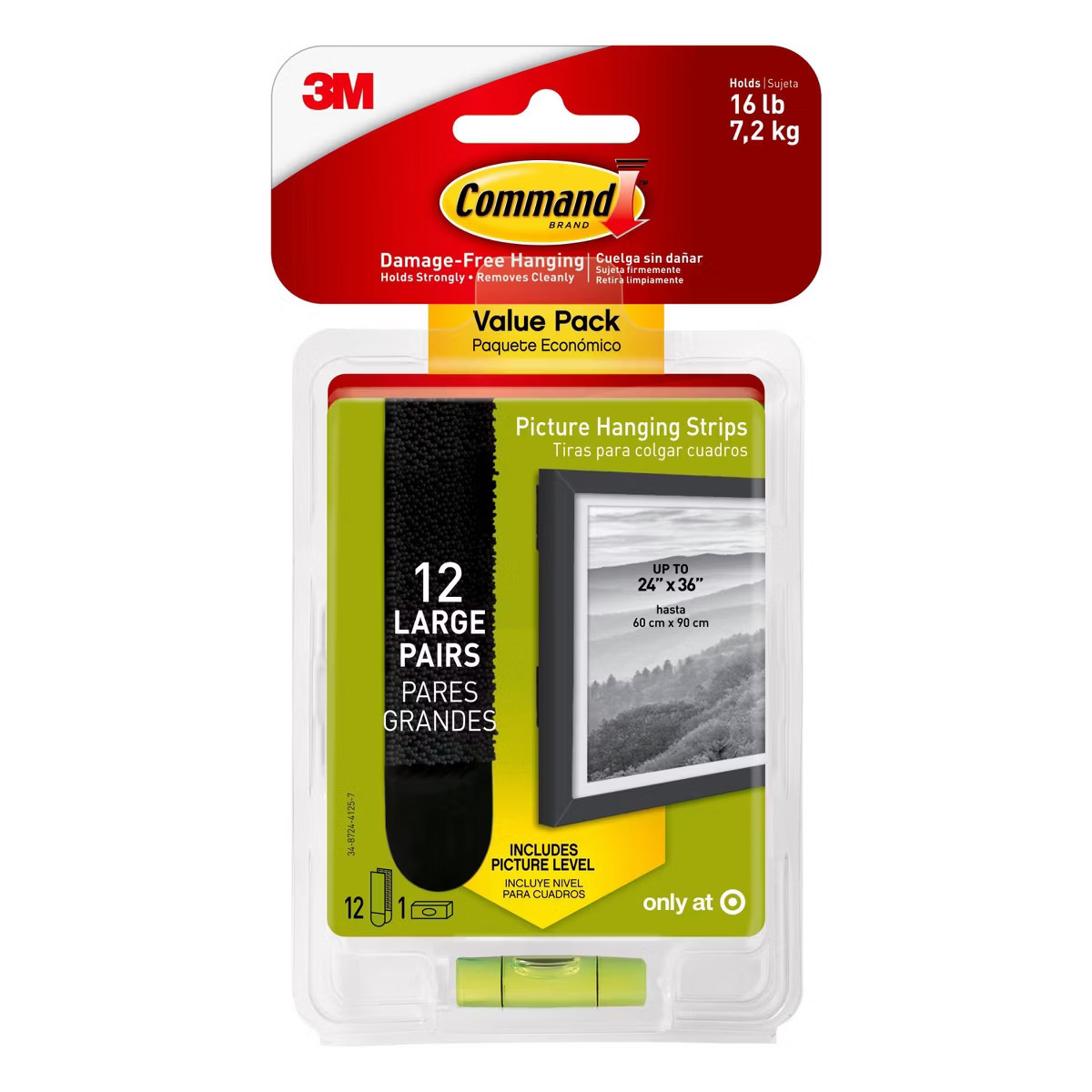 Command 12 Sets of Strips Large Sized Picture Hanging Strips Black | Target