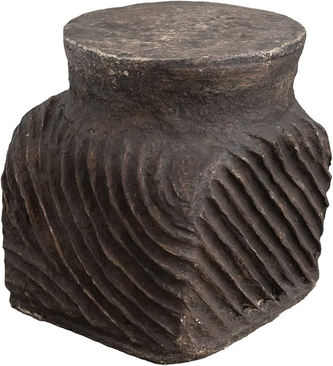 Creative Co-Op Handmade Paper Mache Stool, Distressed Black Finish Furniture Tables, 13" L x 13" ... | Amazon (US)