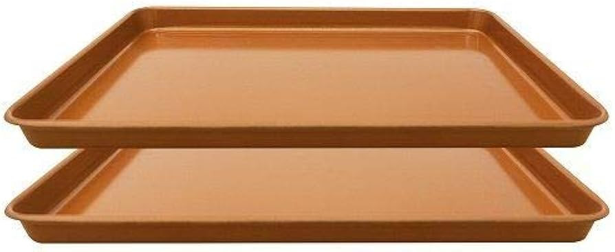 Set of 2 Nonstick Copper Cookie Sheet and Copper Coating Baking Pan for Cookies 11" x 16" | Amazon (US)