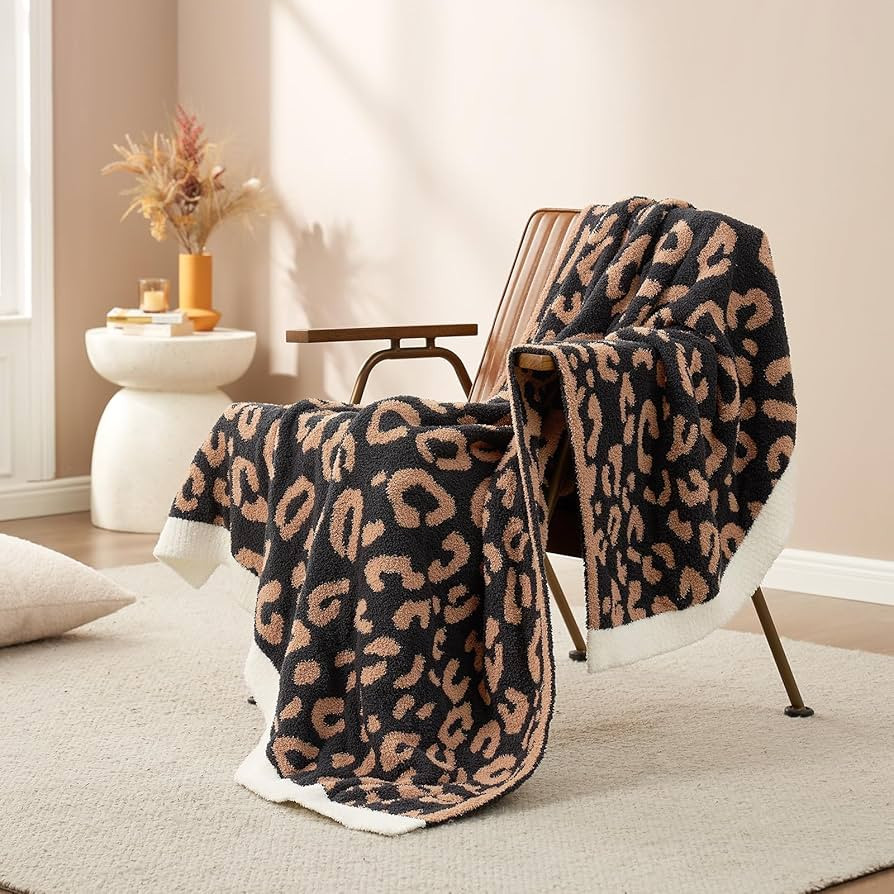 Snuggle Sac Black Leopard Throw Blanket for Couch - Ultra Soft Warm Reversible Plush Cheetah Blan... | Amazon (US)