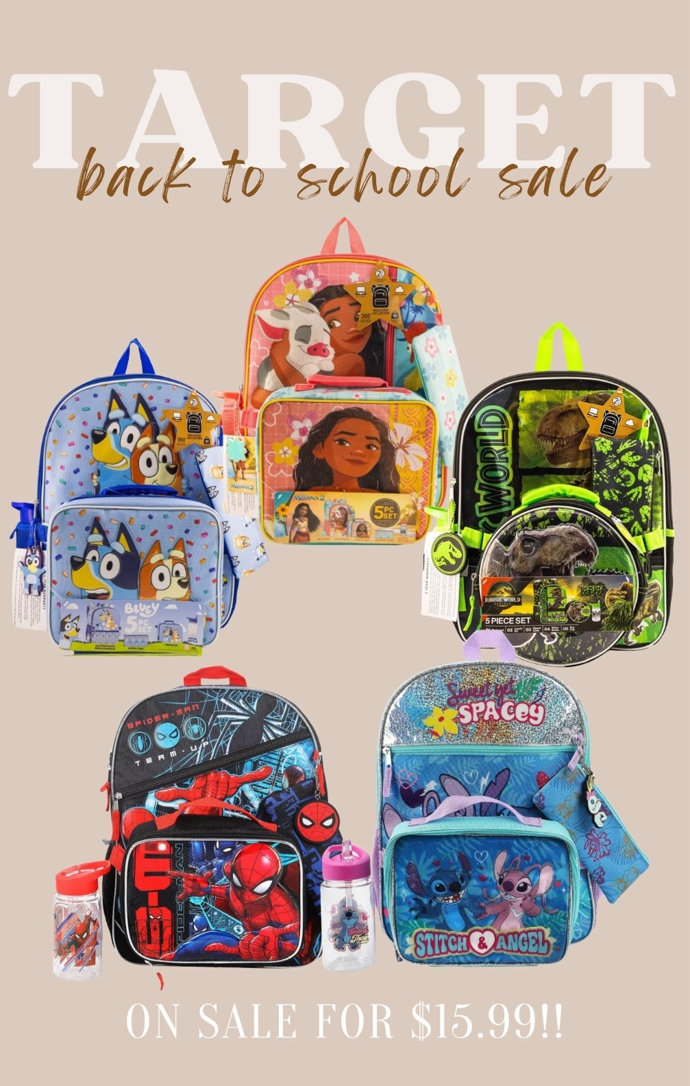 Back-to-School Character Backpacks on sale! 🎒📚 

Get any pictured for $15.99!!

the Lilo & Stitch is under the Spiderman link as well while the others are under the Jurassic Park link! 

#LTKSeasonal #LTKSaleAlert #LTKKids
