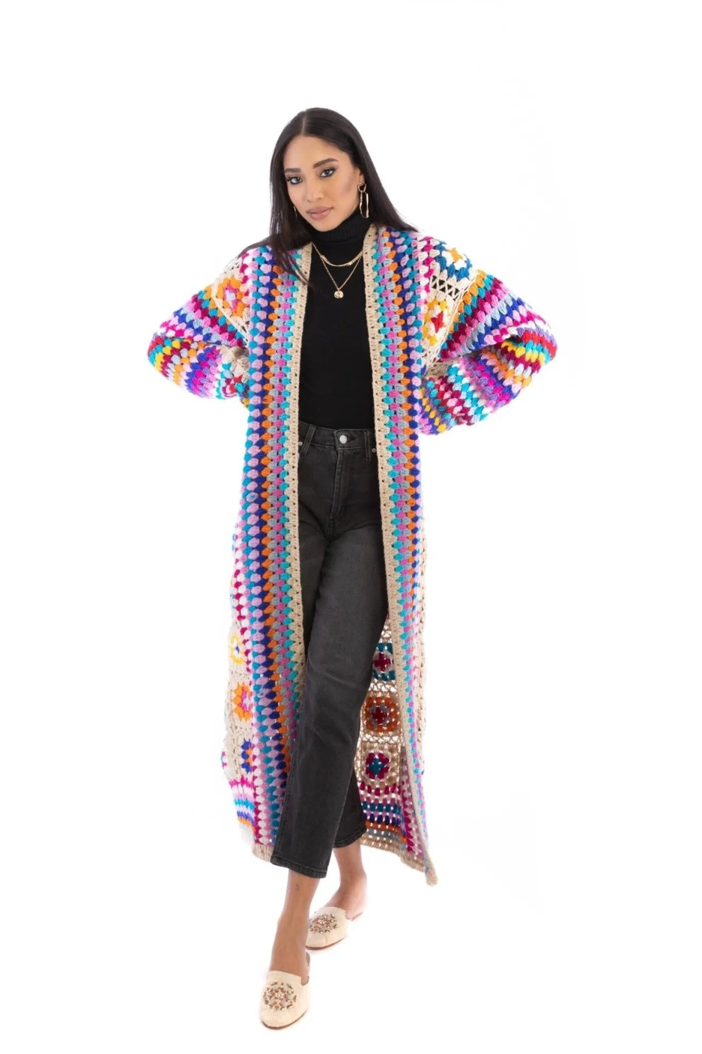 Hand Crocheted Long Kimono | Saachi
