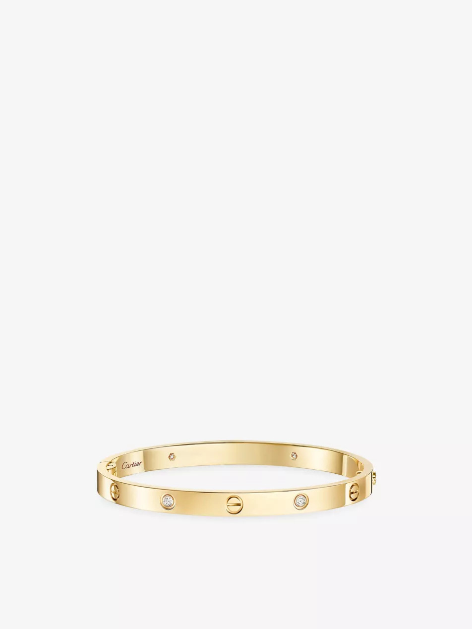 LOVE Medium 18ct Yellow-Gold And 0.19ct Diamond Bracelet | Selfridges