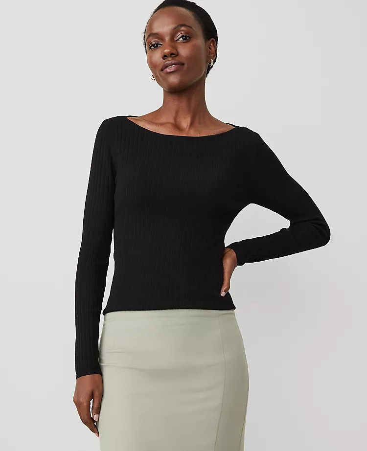 Ribbed Boatneck Sweater | Ann Taylor