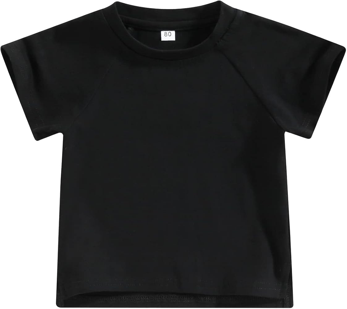 Unisex Infant Baby Short Sleeve Tees Boys Girls Solid Color Crew Neck T-Shirts Toddler Cotton Cas... | Amazon (US)