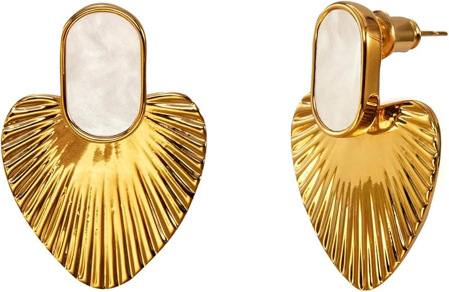 CW Black/Red/Green/White heart earrings for women，24K gold-plated statement dangle earrings，f... | Amazon (US)