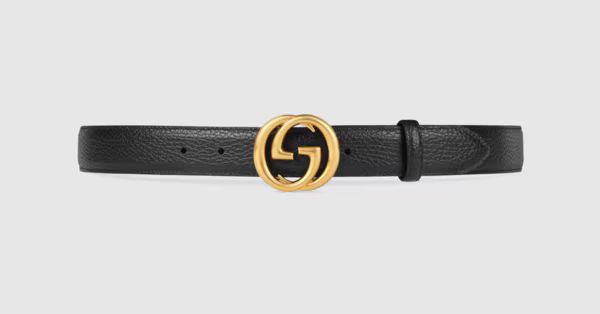 Leather belt with interlocking G buckle | Gucci (US)
