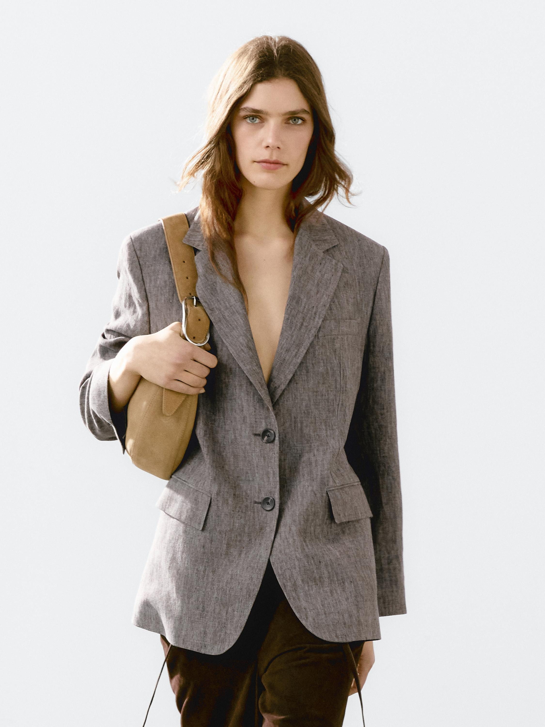 100% linen flecked blazer | Massimo Dutti US