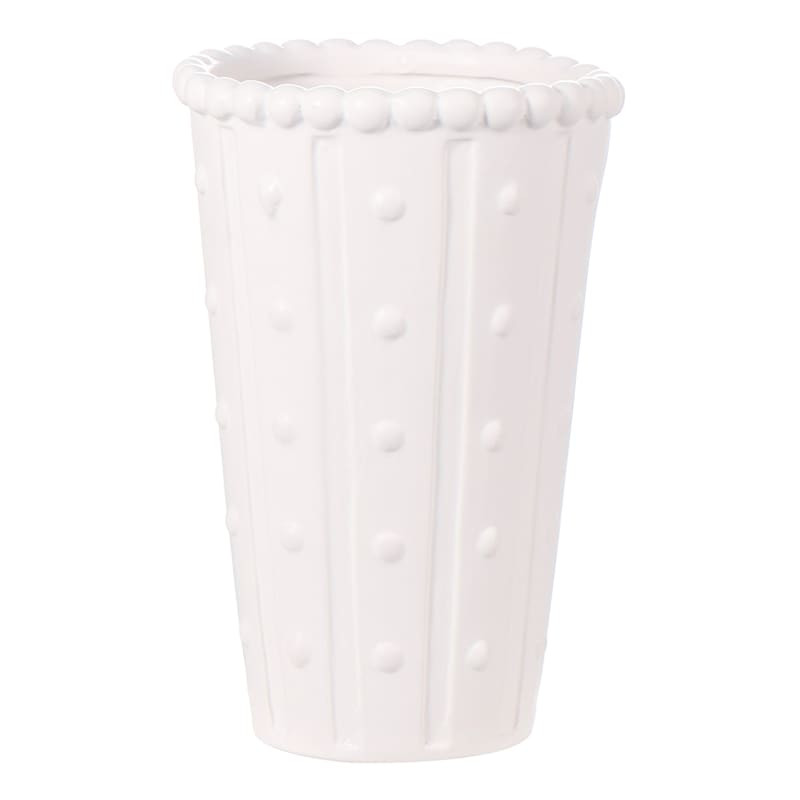 White Ceramic Dot Vase, 8" | At Home