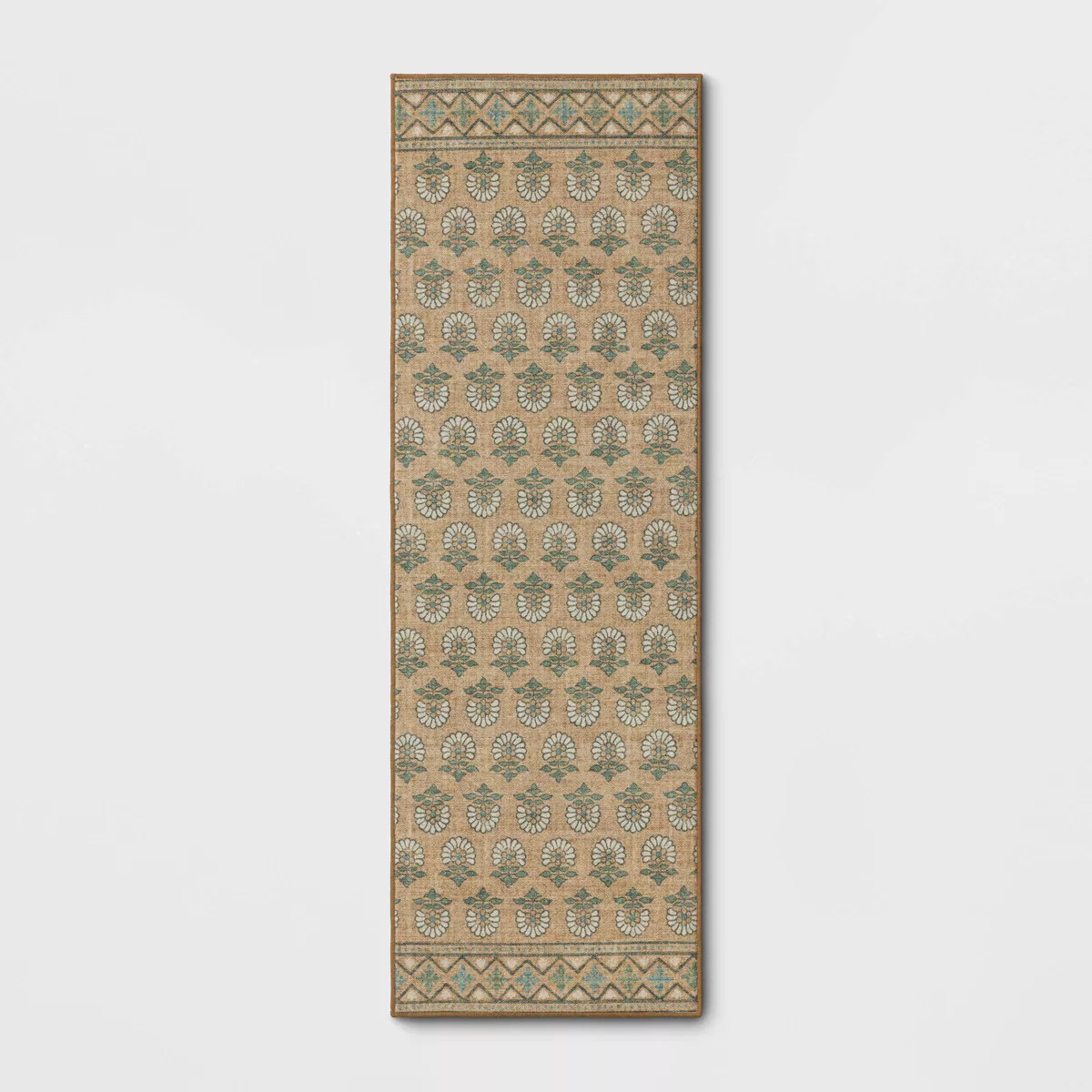 28"x84" Floral Block Memory Foam Runner Rug Yellow - Threshold™ | Target