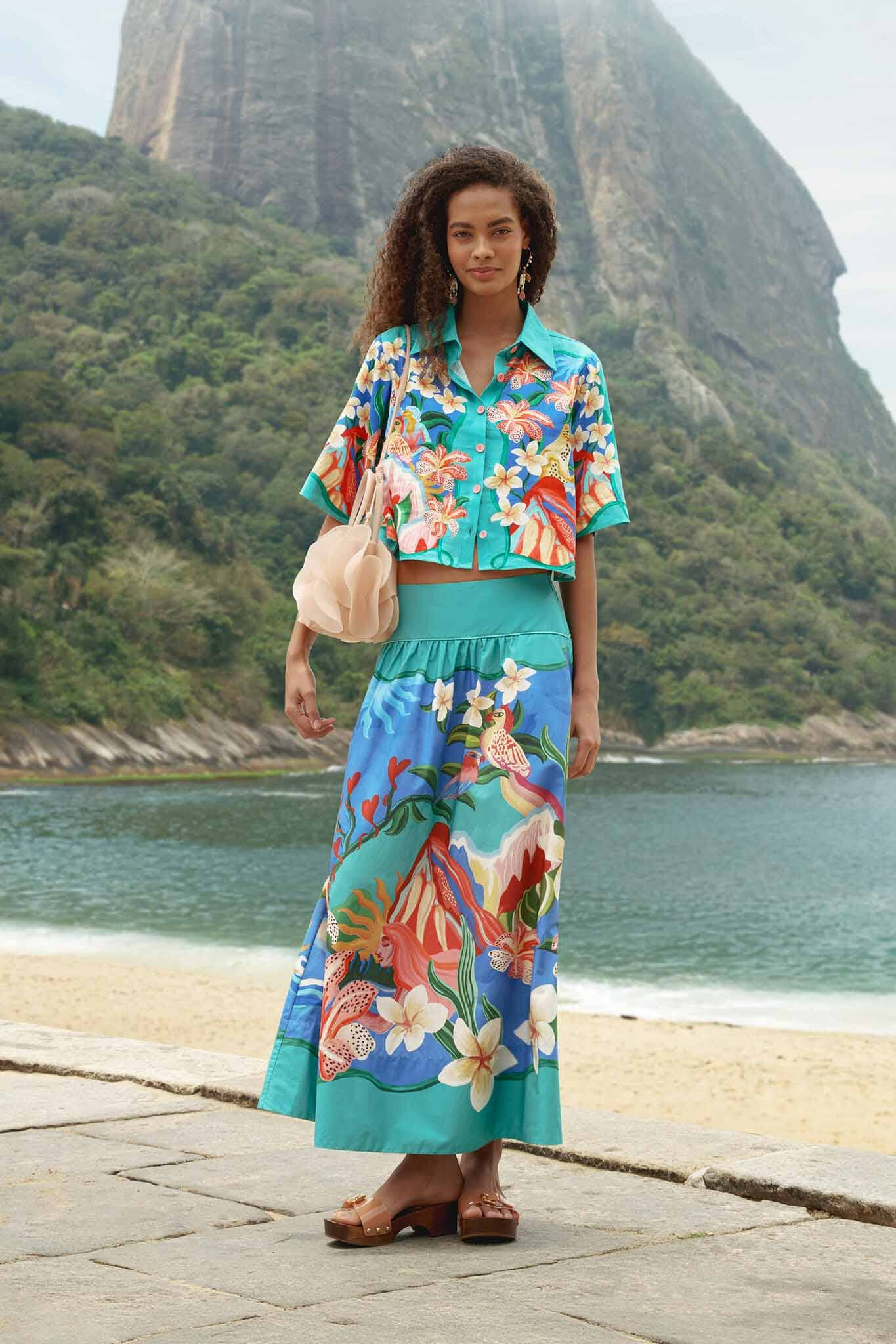 Multicolor Garden Of Life Pockets Midi Skirt | FARM Rio | FarmRio (US)