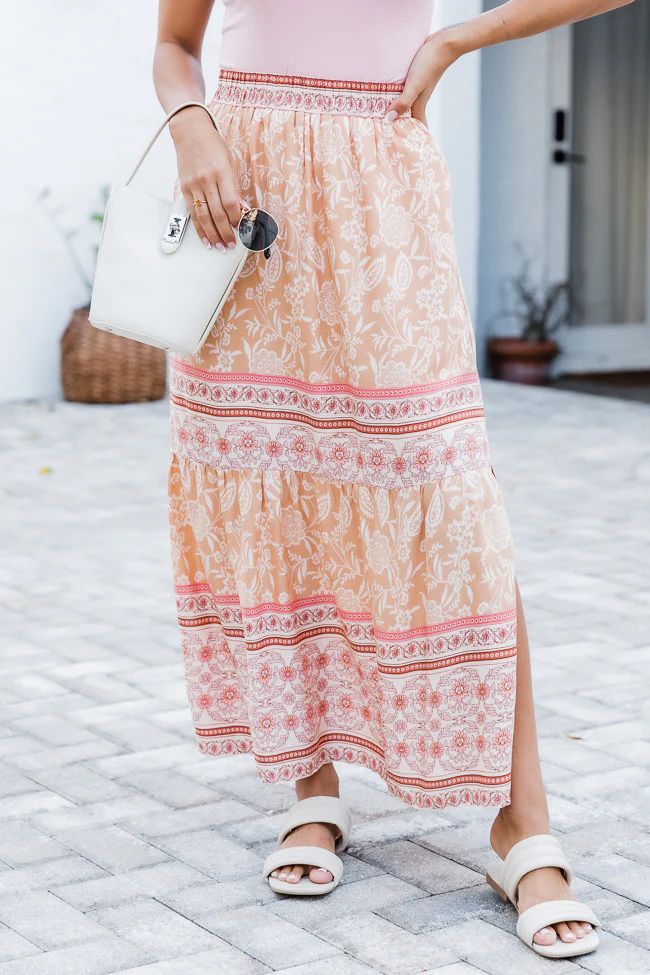 Someday Yellow Printed Maxi Skirt | Pink Lily