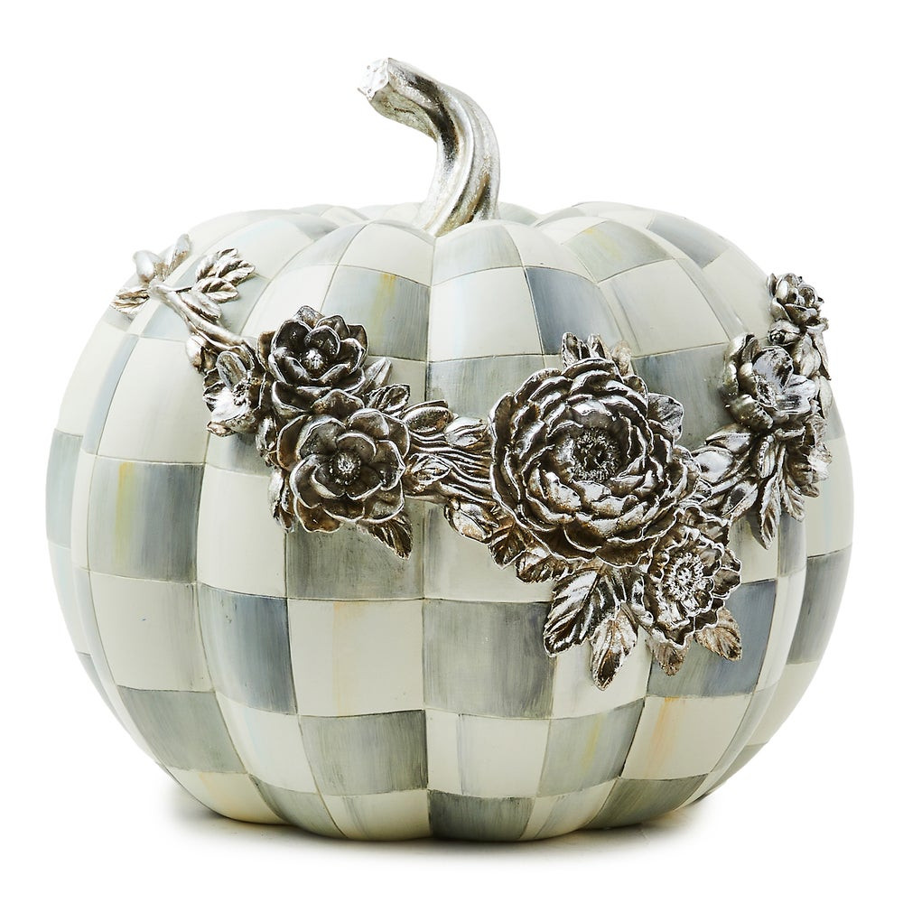 Sterling Check Silver Floral Garland Pumpkin | MacKenzie-Childs
