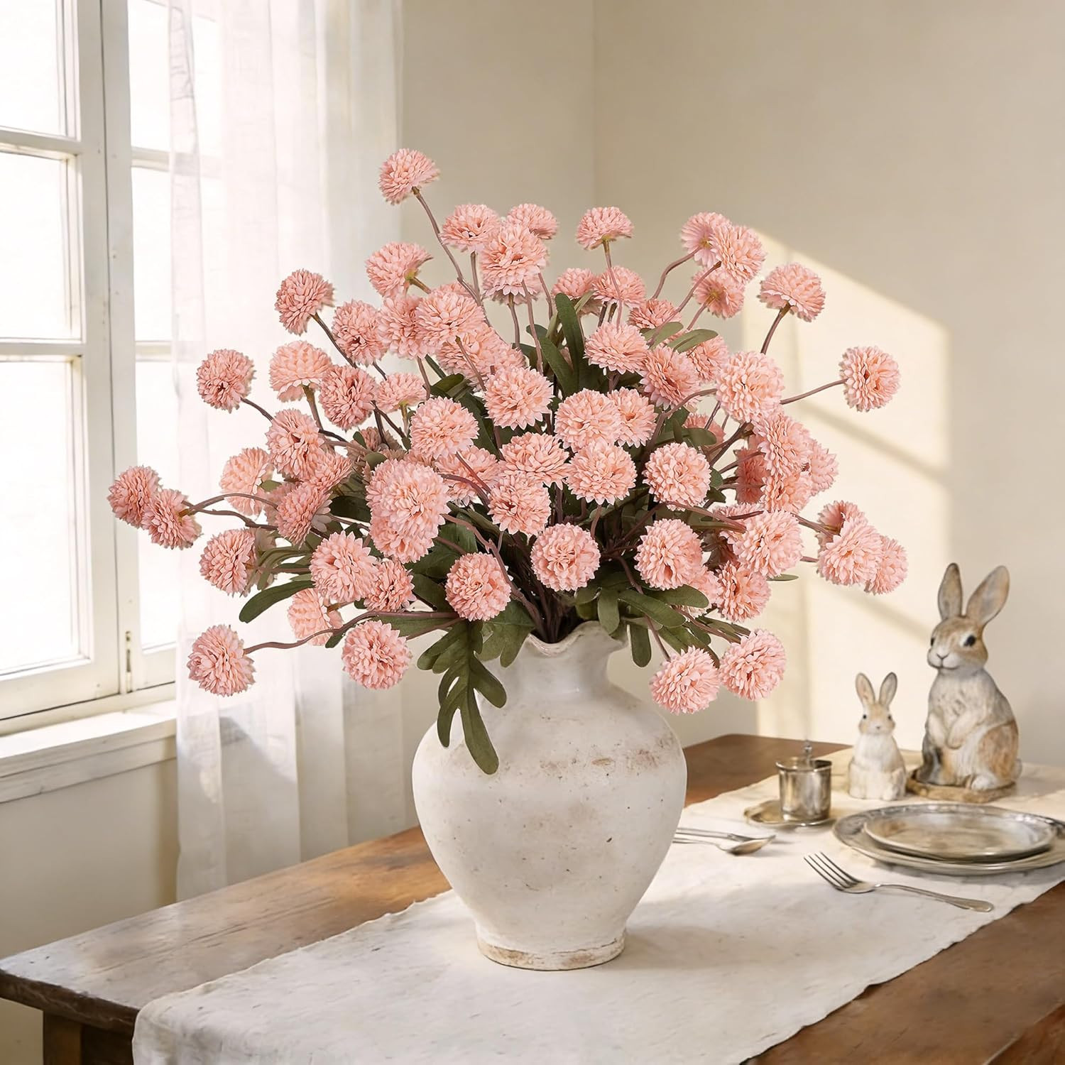 12Pcs Fake Kiku Flowers, Artificial Small Chrysanthemum Balls with Stems, Faux Silk Mini Pompon M... | Amazon (US)