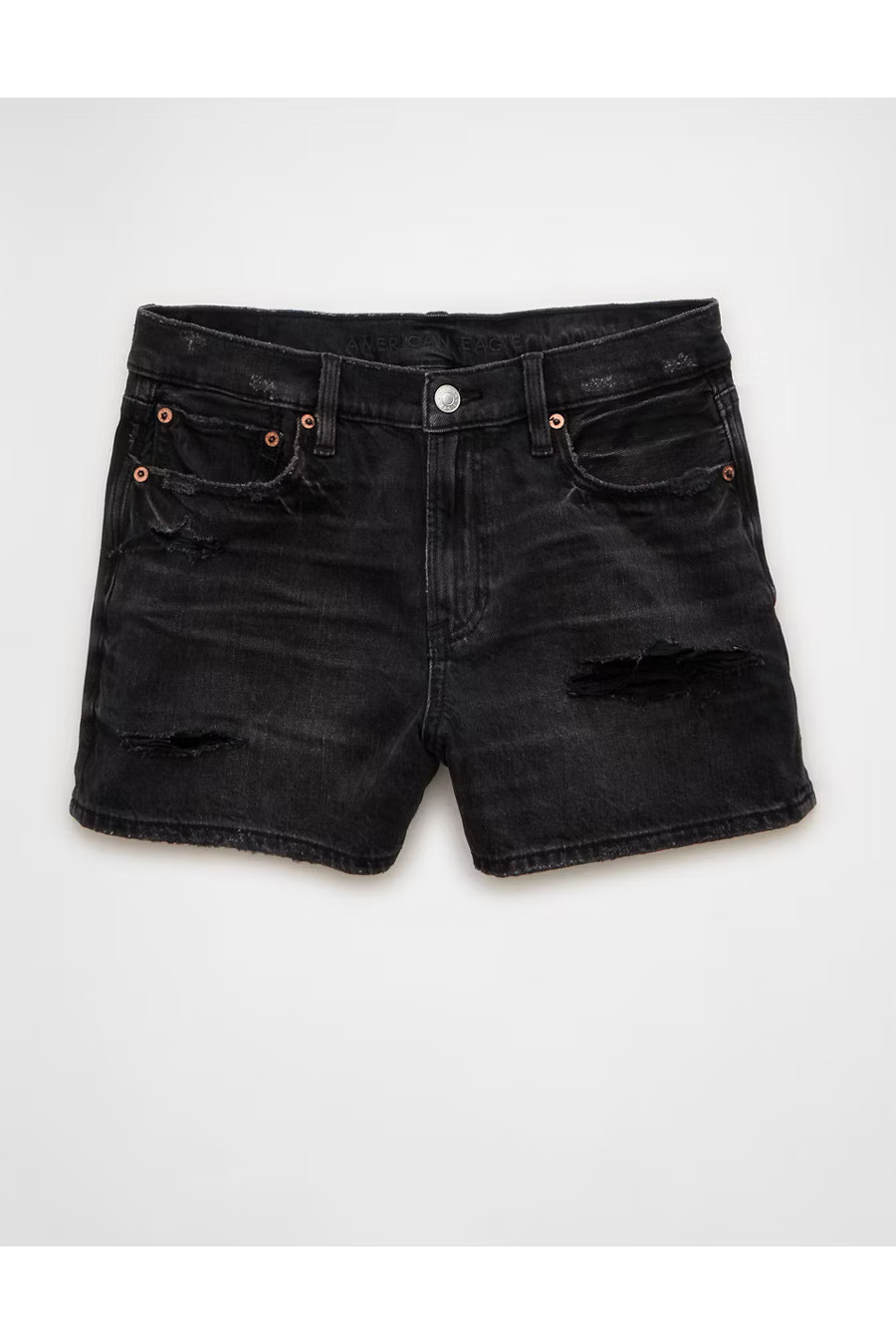 AE Strigid Super High-Waisted Relaxed Denim Short Women's Black Blaze 20 | American Eagle Outfitters (US & CA)