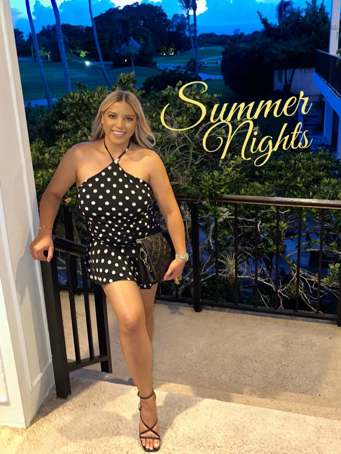 That tropical summer night glow 🌴✨

These palm trees pair perfectly with this mini polka dot romper and what a deal 😍

Comment “GLOW” to shop this look ❤️

#datenight #summeroutfits #outfitinspo #palmbeach #summerstyle