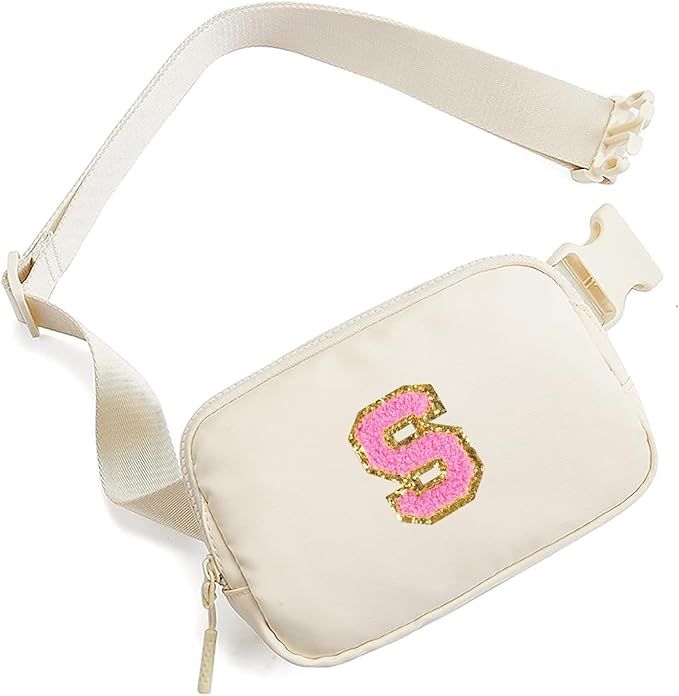 Small Fanny Pack Initial Letter Belt Bag for Women Teen Girl, Mini Waist Pack with Adjustable Str... | Amazon (US)