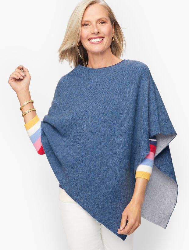 Reversible Asymmetrical Cashmere Poncho | Talbots