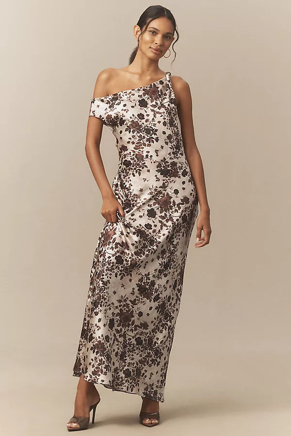 BHLDN Sienna Off-The-Shoulder High-Shine Satin Maxi Dress | Anthropologie (US)