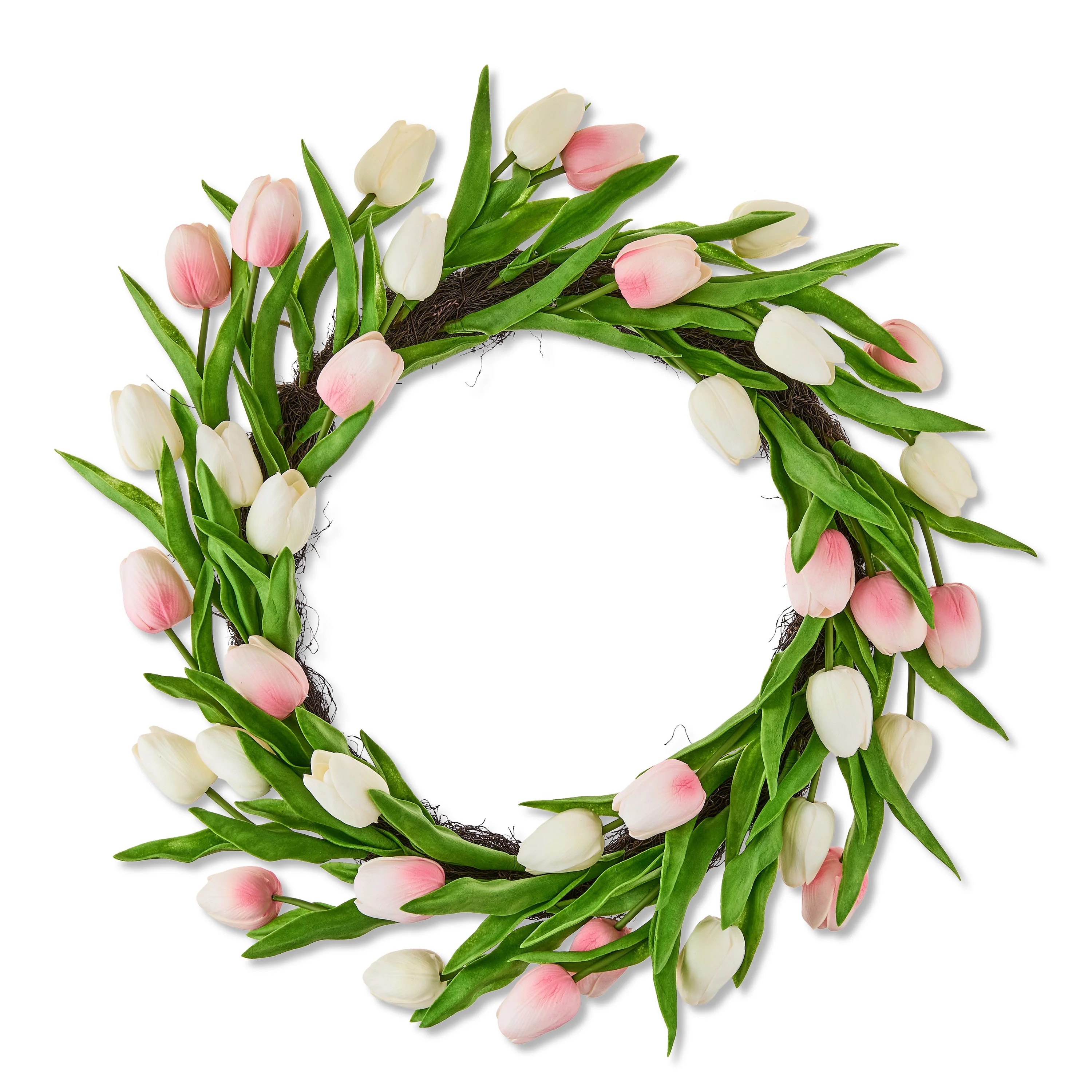 Tulip Wreath, Pink and Cream, 21", Easter by Way To Celebrate | Walmart (US)