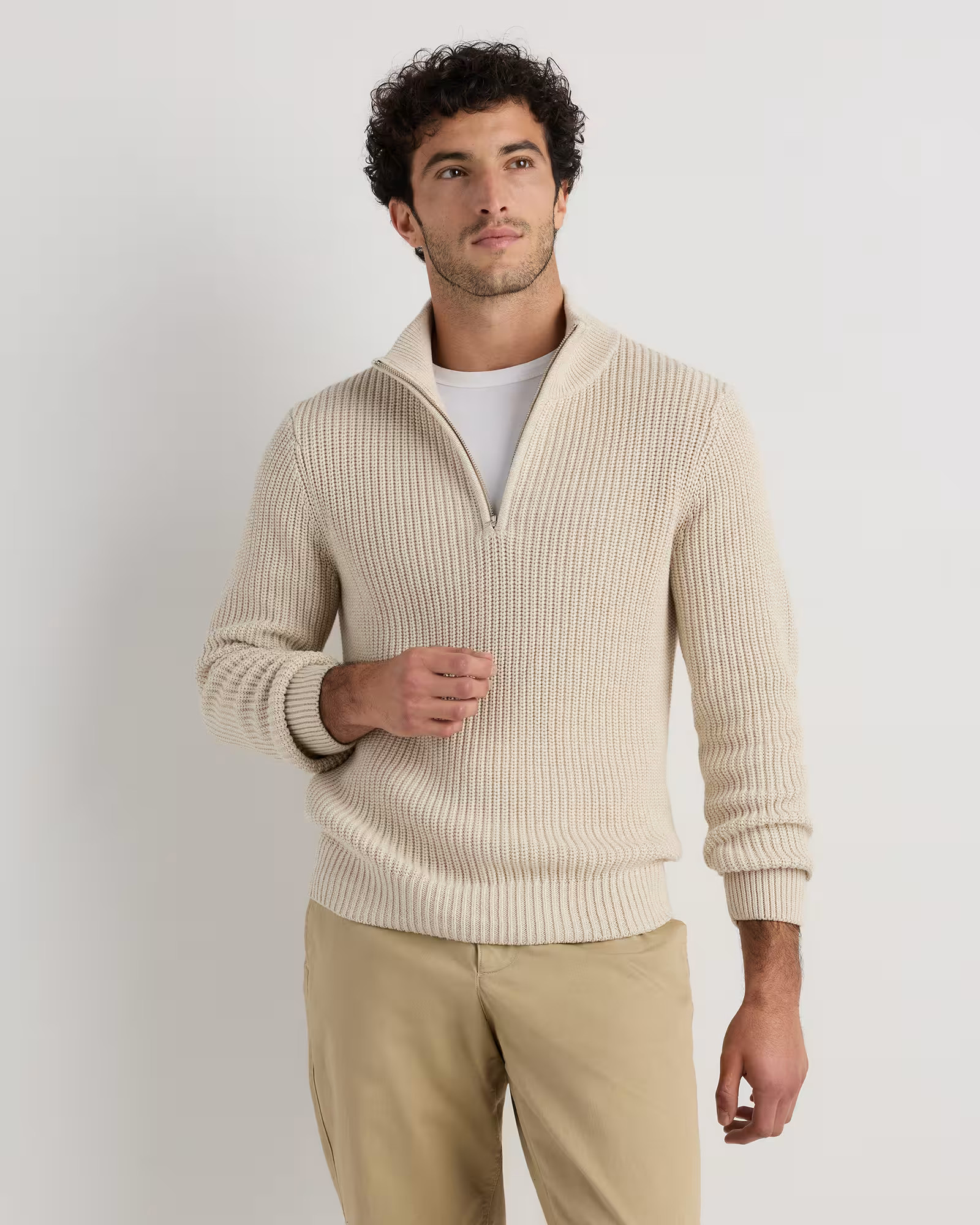 100% Organic Cotton Fisherman Quarter-Zip Sweater | Quince