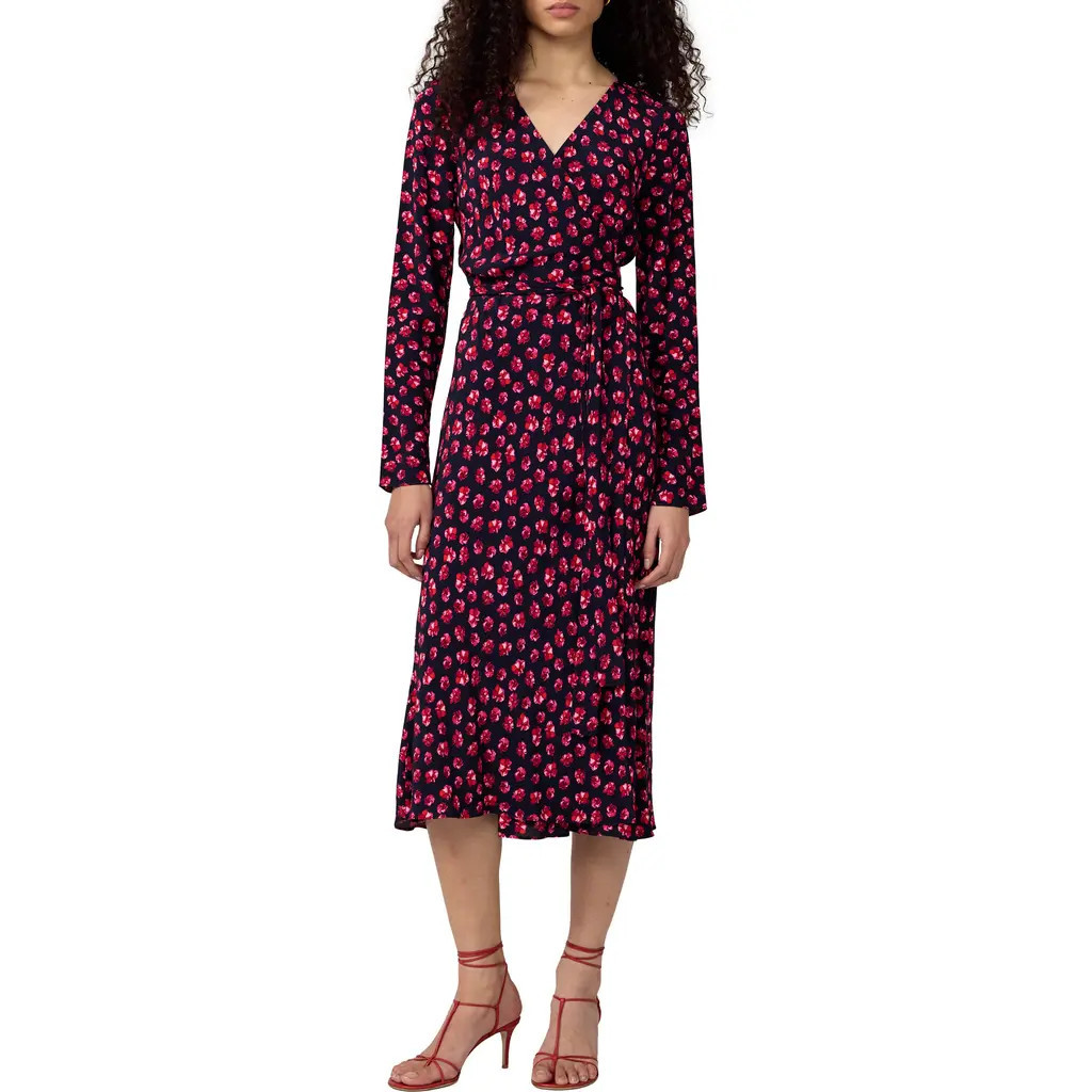 Diane von Furstenberg Tilly Long Sleeve Floral Print Wrap Dress in Hibiscus Dot Maritime at Nordstrom, Size Xx-Small | Nordstrom