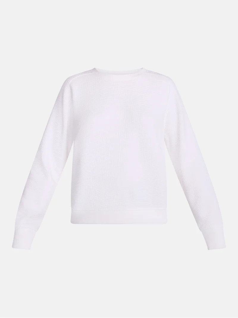 Scenario Women's Waffle Knit Crewneck Tee with Long Sleeves, Sizes XS-XXXL | Walmart (US)