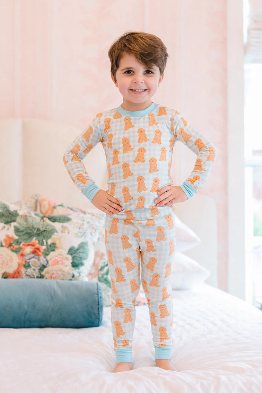 Blue Goldendoodle Bamboo PJ Set | Poppy Kids Co