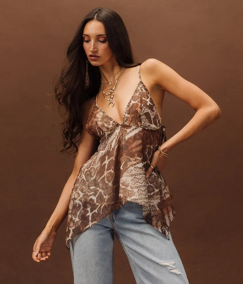 Studded Chiffon Tank Top | Buckle